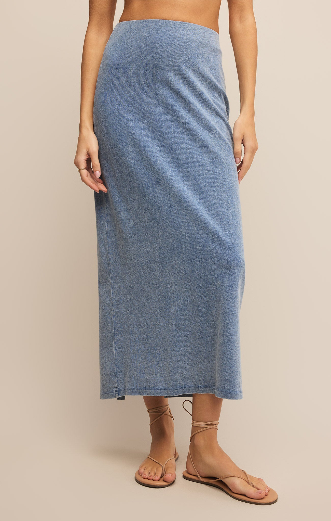 Gail Jersey Midi Denim Skirt