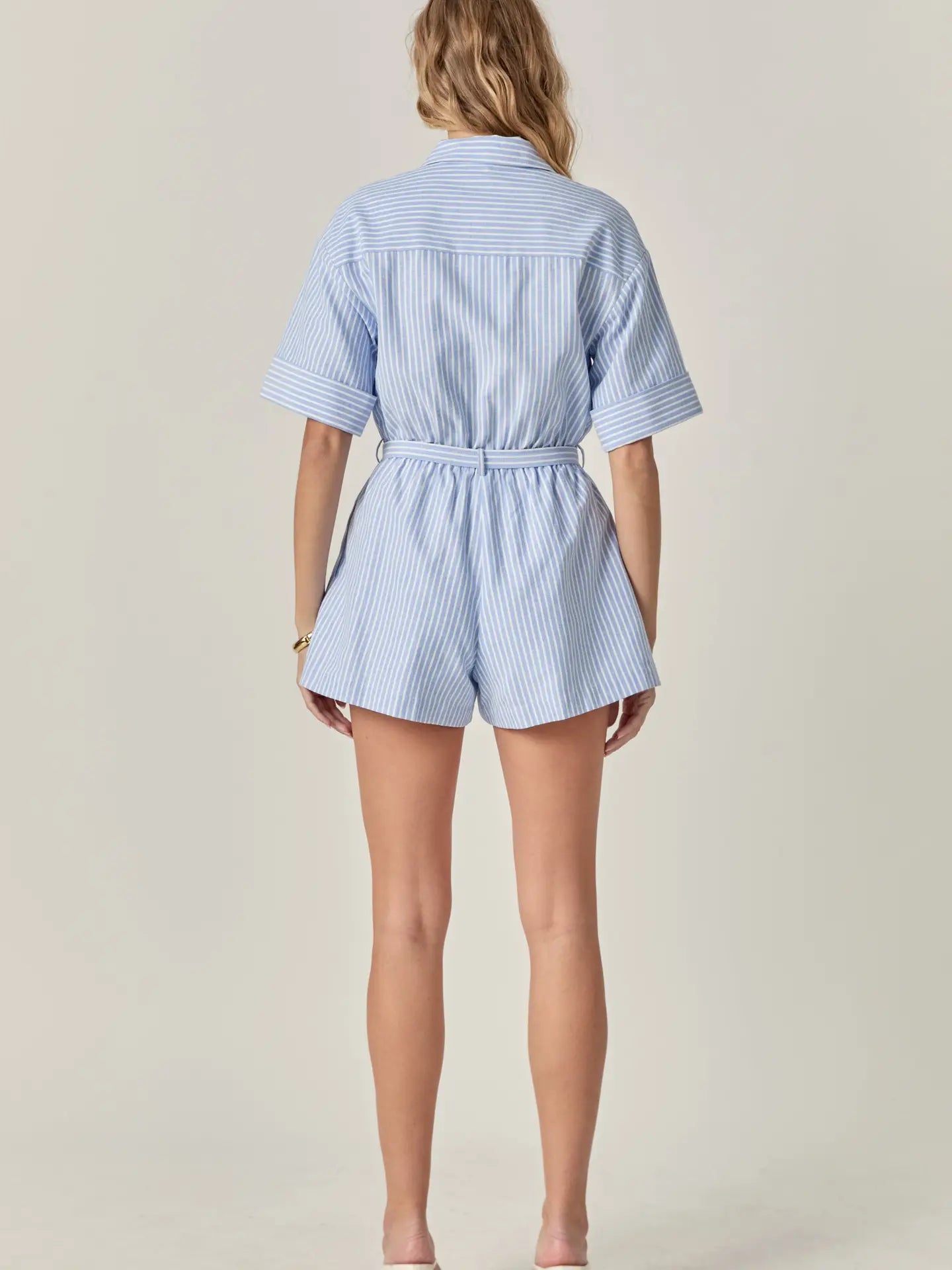 Elise Oxford Stripe Romper