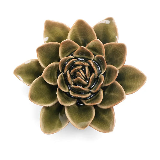 Ceramic Flower Olive Green Echeveria