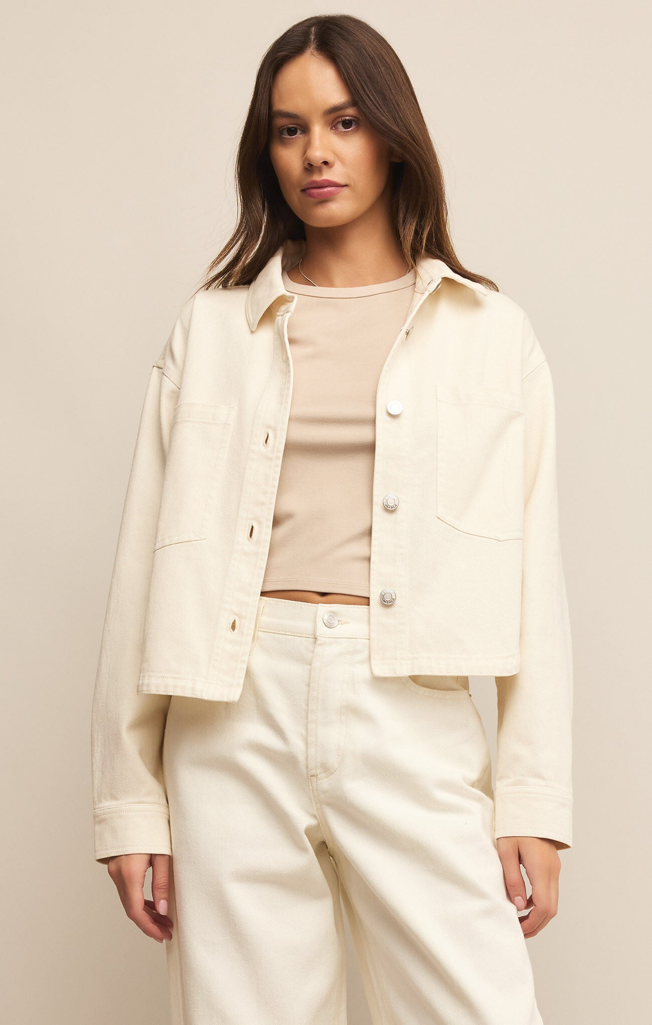 All Day Cropped Denim Jacket |Off White|