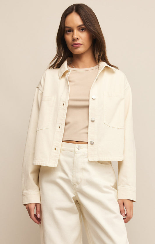 All Day Cropped Denim Jacket |Off White|