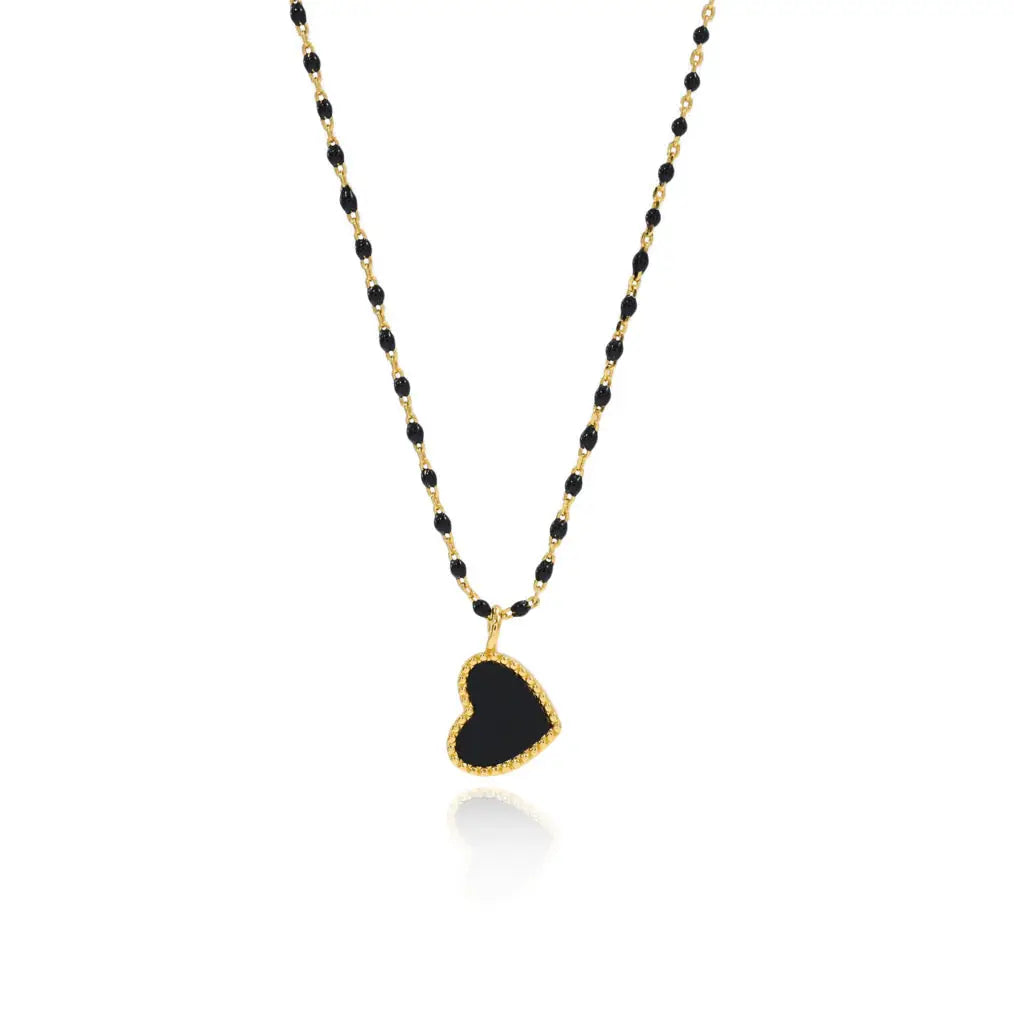 Paisley Heart Necklace |Black|