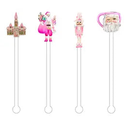 Pretty in Pink Christmas Acrylic Stir Sticks