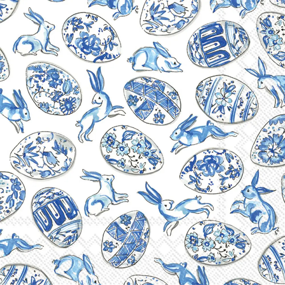 Cocktail Napkin |Blue White Eggs|