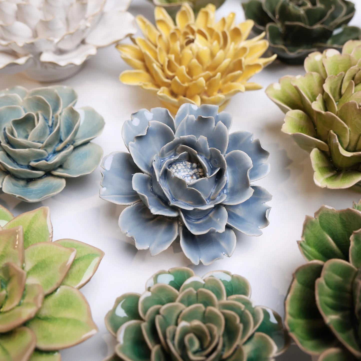 Pastel Blue Ceramic Rose