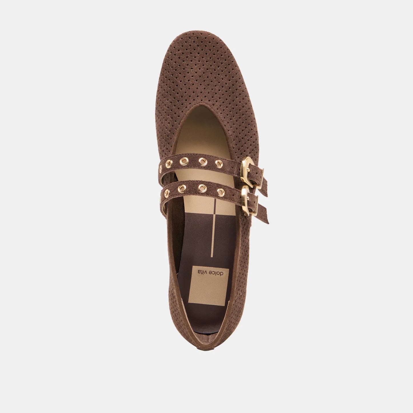 Baylee Grommet Flat |Dk Brown Suede|