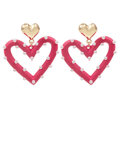 Heart & Pearl Drop Earring