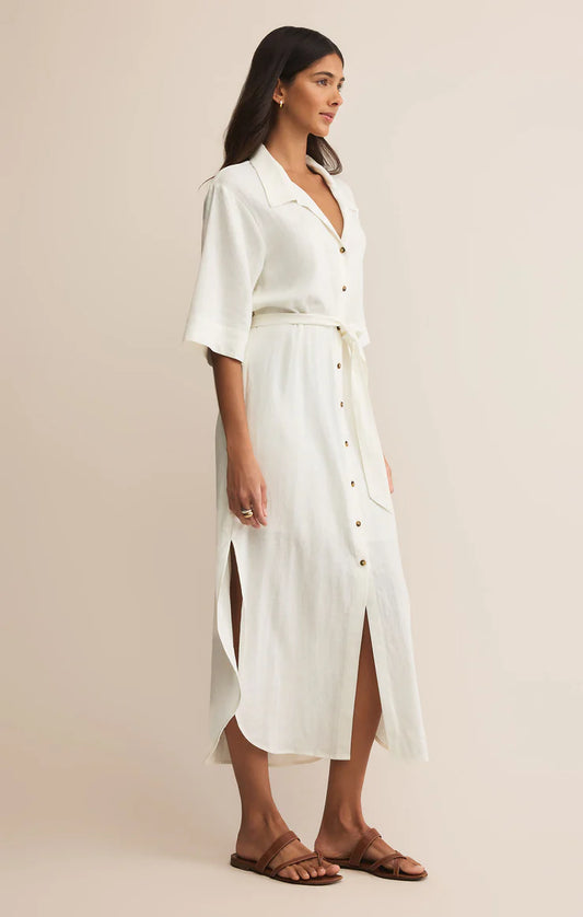 Brise Linen Midi Shirt Dress