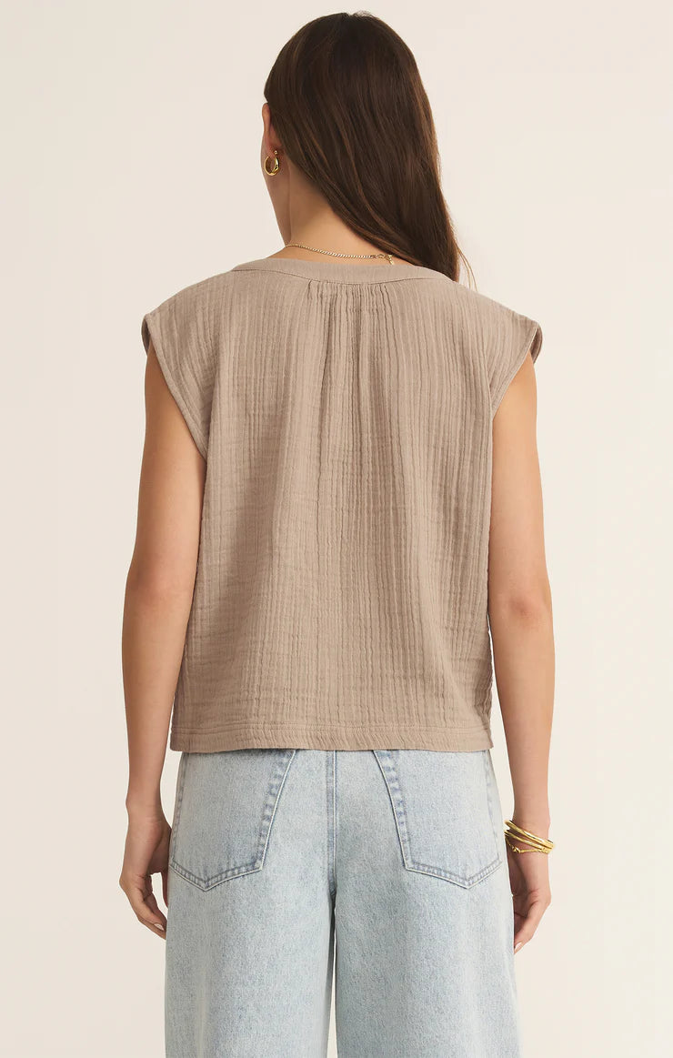 Cliffside Airy Gauze Top V-Neck