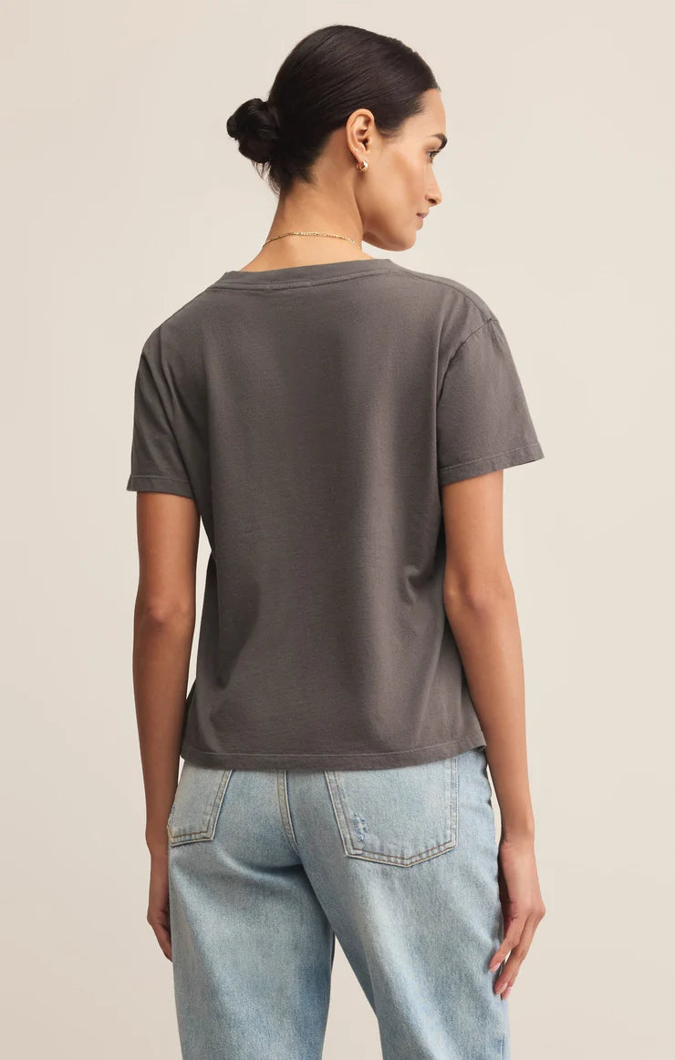 Weekdays V-neck Tee |Washed Grey|