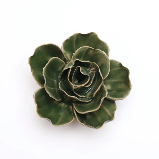 Ceramic Flower Fir Green Ranunculua