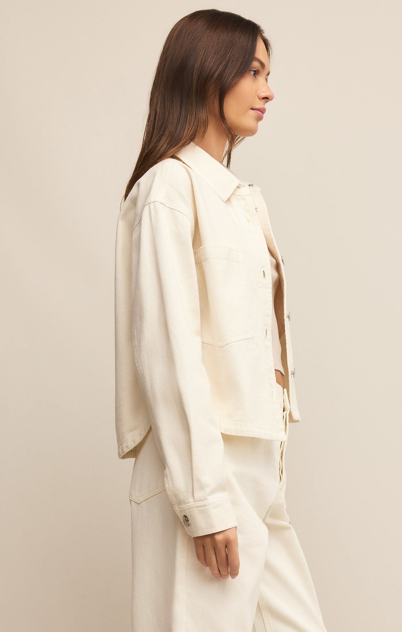 All Day Cropped Denim Jacket |Off White|