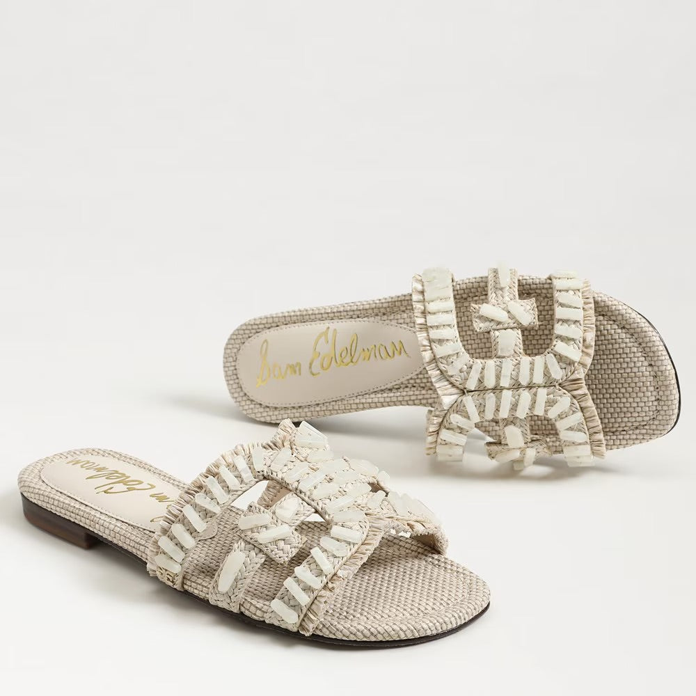 Bay Stone Slide |Ivory Raffia|