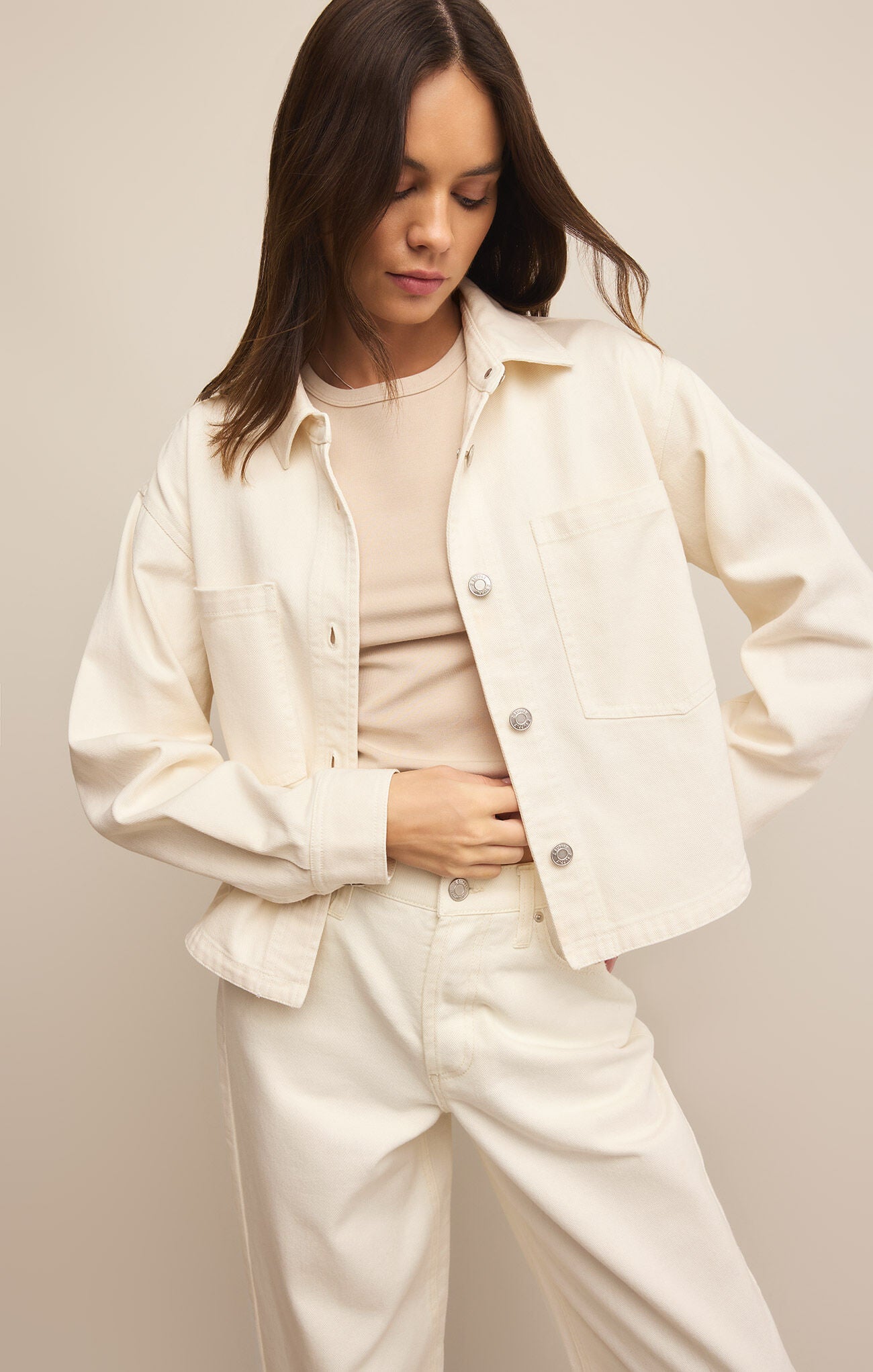 All Day Cropped Denim Jacket |Off White|