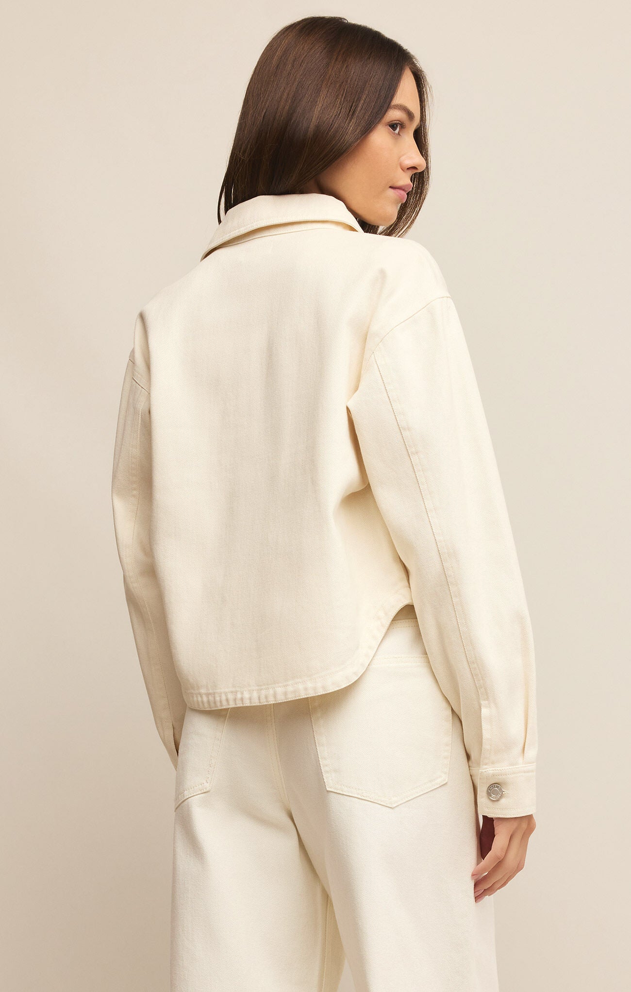 All Day Cropped Denim Jacket |Off White|