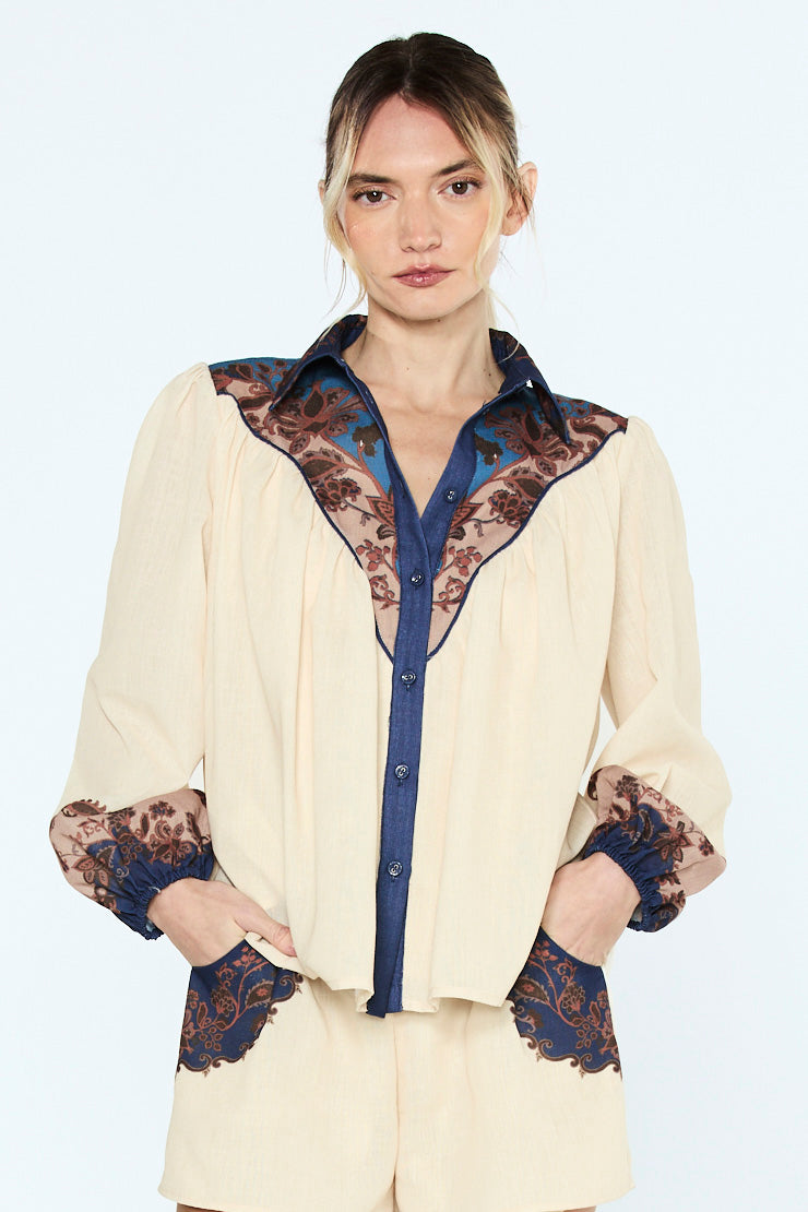 Engineer Print Button Up Shirt
