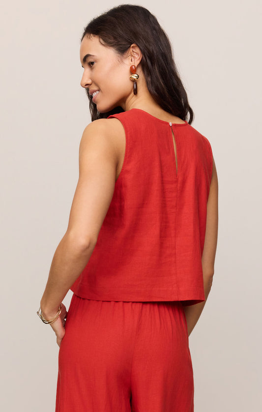 Sloan Linen Top |Chili Pepper|