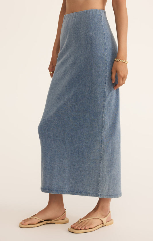 Gail Jersey Midi Denim Skirt