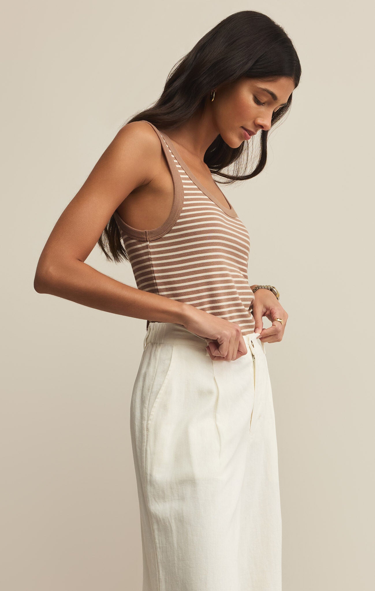 Elin Stripe Tank |Iced Coffee|