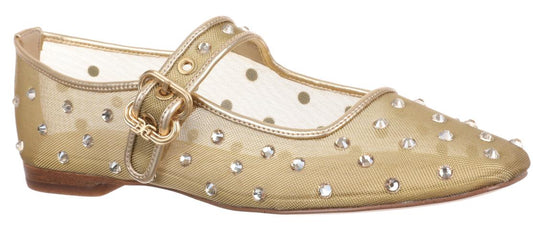 Michaela Shine Ballet Flat |Gold Mesh|