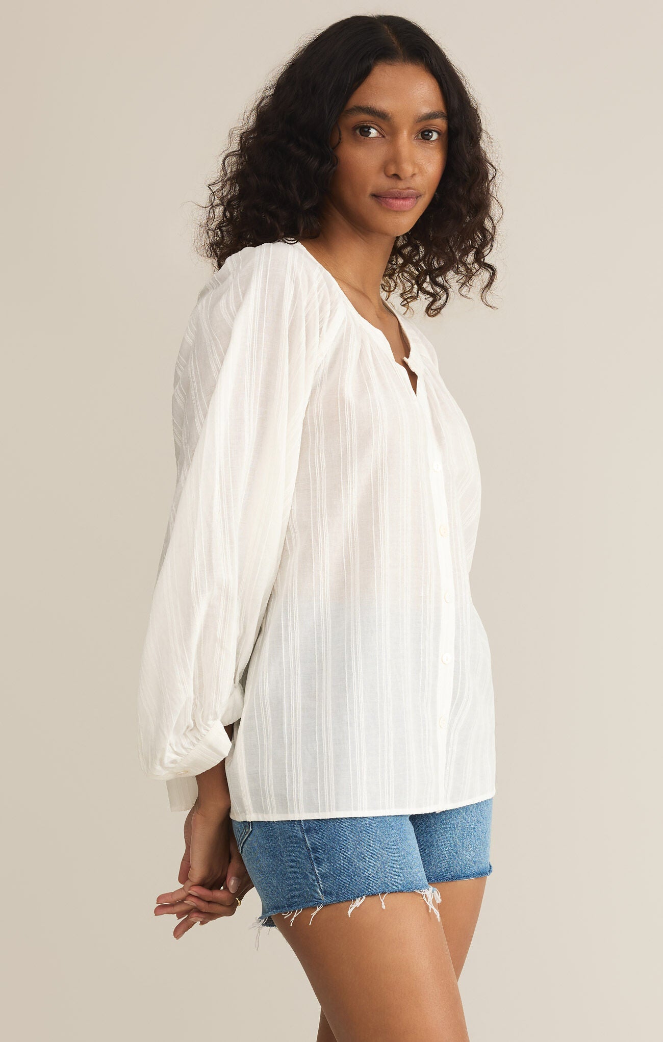 Wren Button Front Top