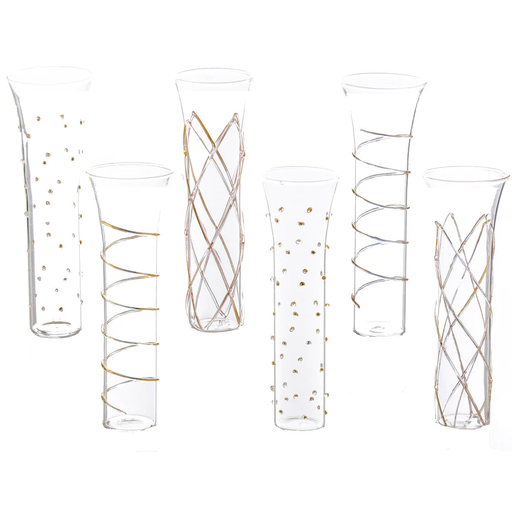 Razzle Dazzle Gold Stemless Champagne Flutes S/6