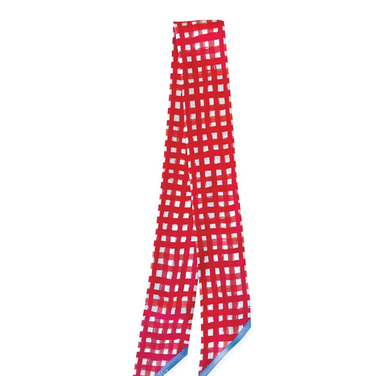 Tailgate Check Twilly in Red & Powder Blue