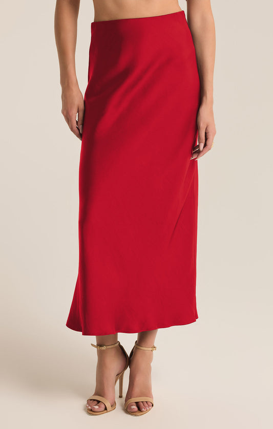 Eupora Poly Midi Skirt |Haute Red|