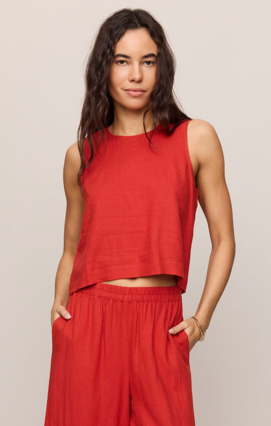 Sloan Linen Top |Chili Pepper|