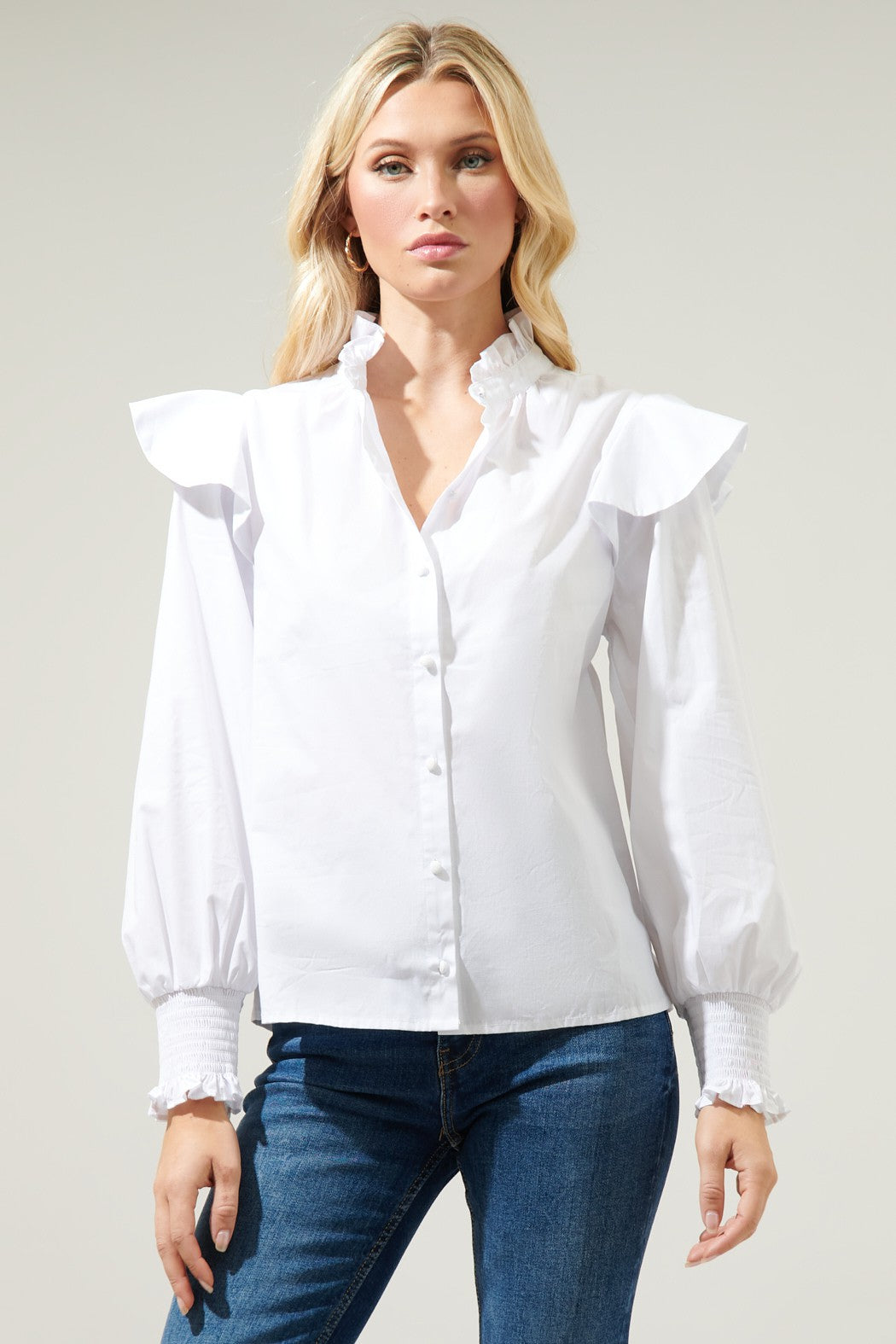 Malbec Button Front Blouse