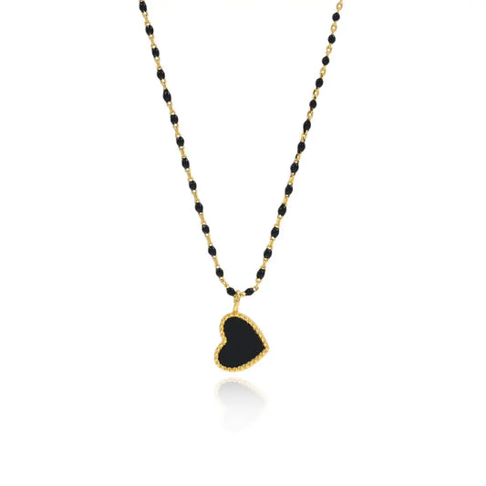 Paisley Heart Necklace |Black|