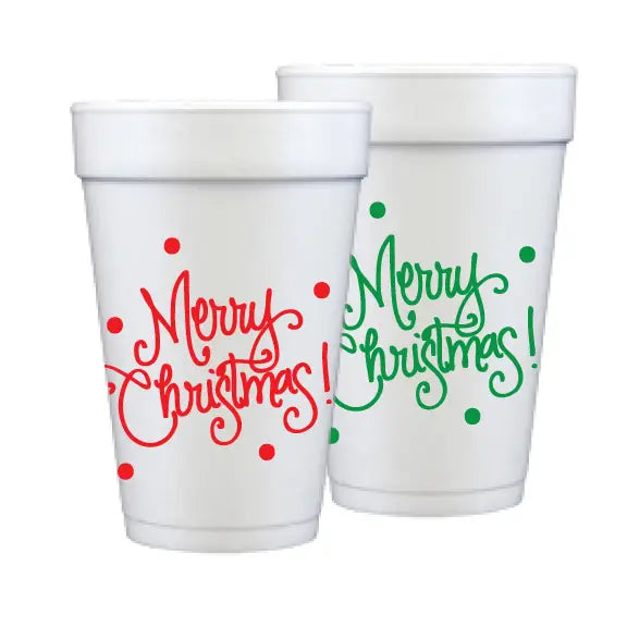 Merry Christmas Foam Cups
