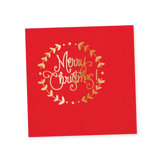 Merry Christmas Wreath |Cocktail Napkin|