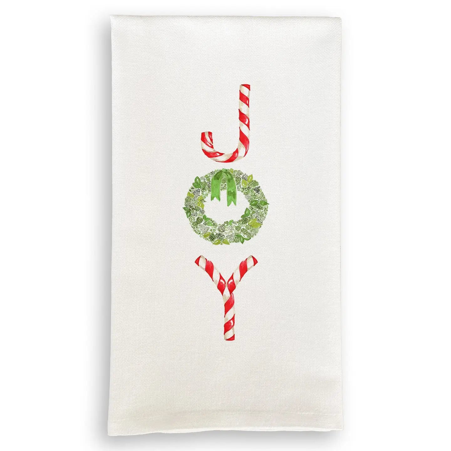 JOY Candy Cane Christmas Dishtowel