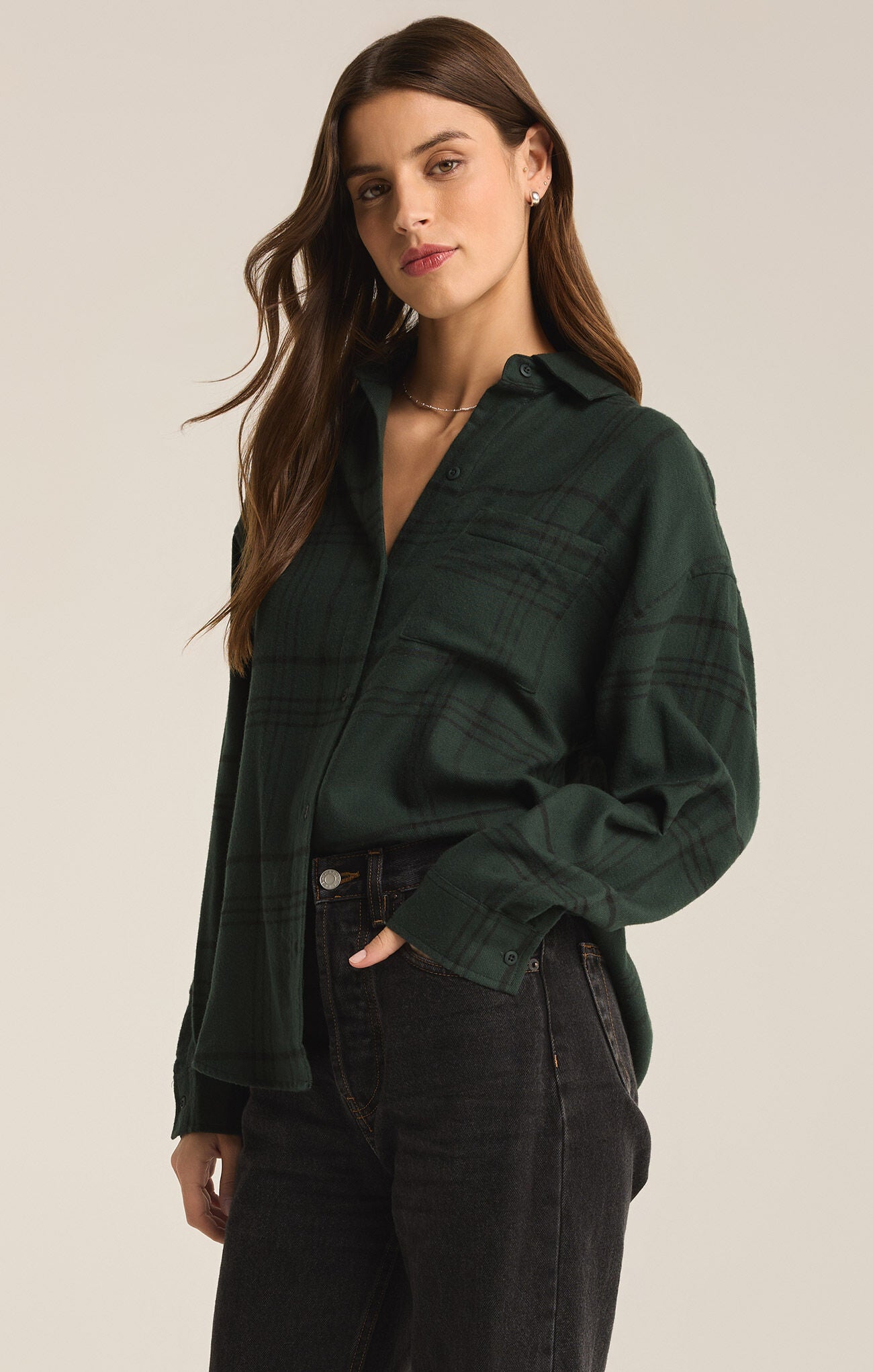 River Plaid Button Up |Cyprus Green|