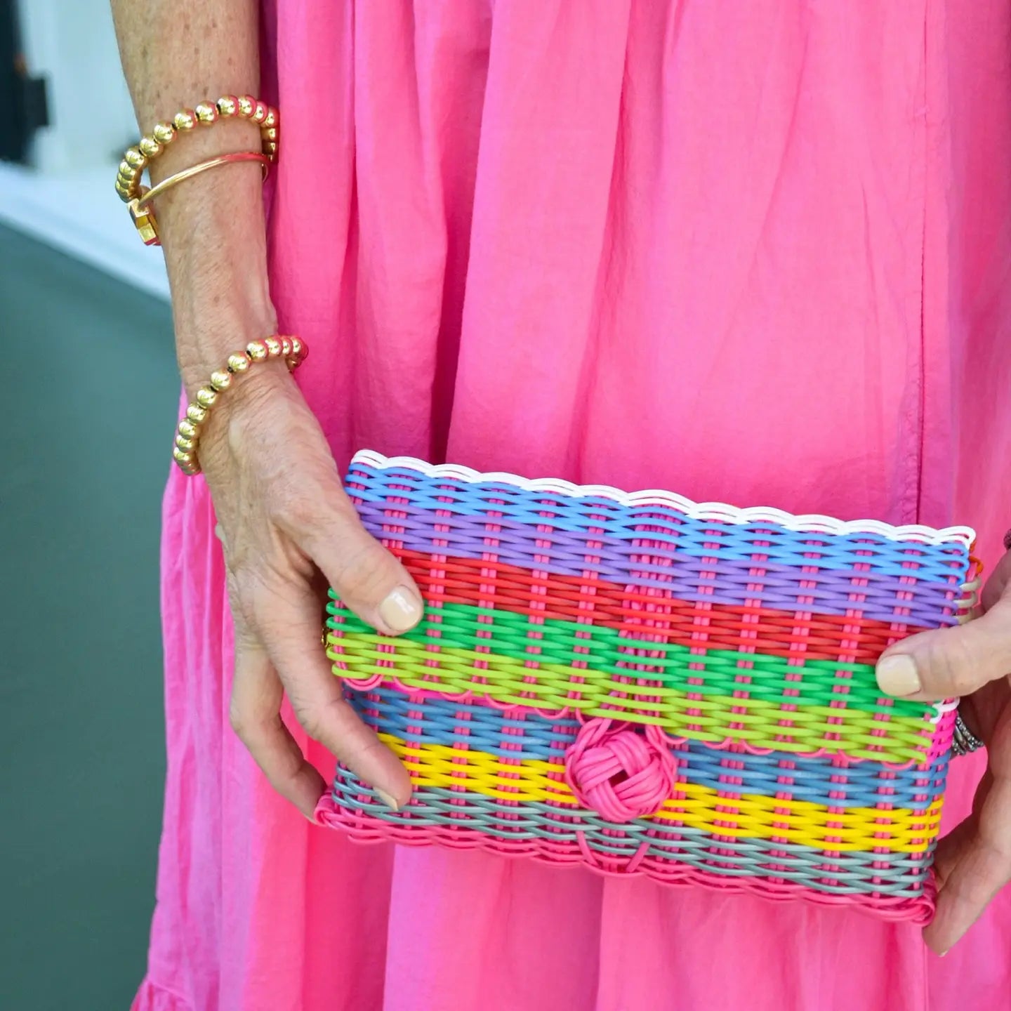 Lilley Clutch |Multi Bright Stripe|