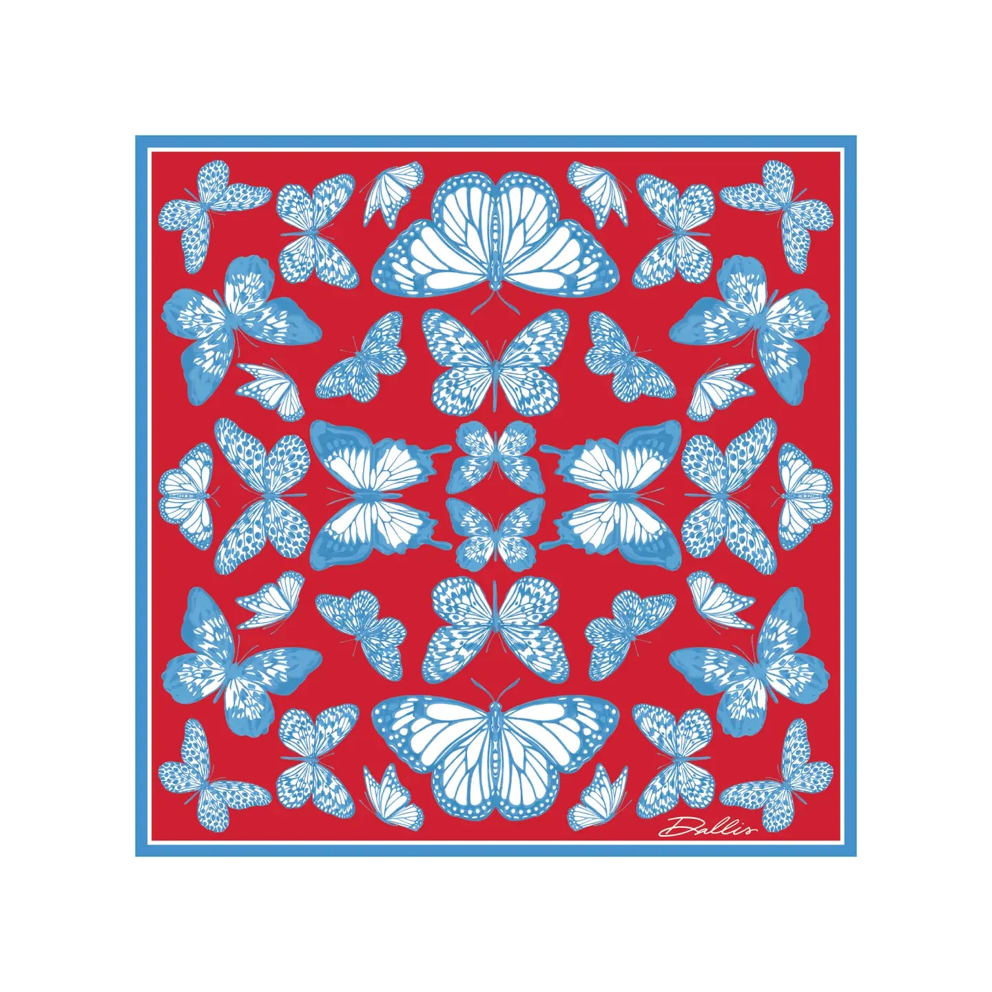 The Mariposa Scarf in Red & Powder Blue