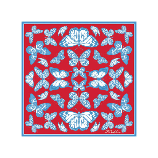 The Mariposa Scarf in Red & Powder Blue