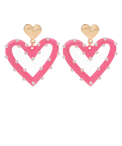 Heart & Pearl Drop Earring