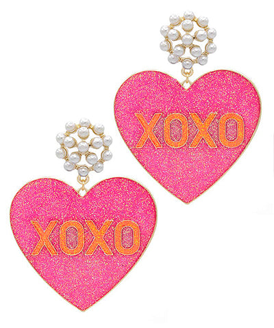 Pearl & Glitter XOXO Earring