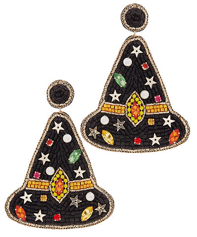 Beaded Witch Hat Earring