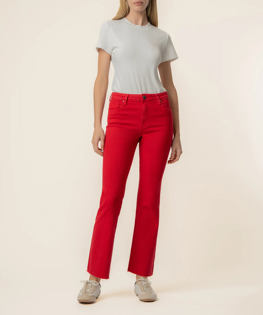 Kelsey High Rise Ankle Flare in Ruby Red