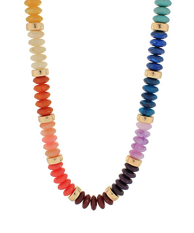 Beaded & Gold Gemstone Necklace
