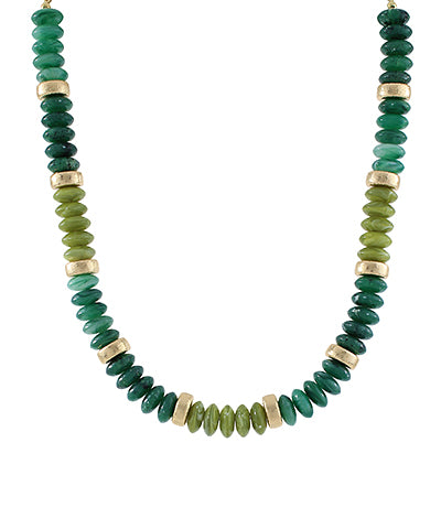 Beaded & Gold Gemstone Necklace