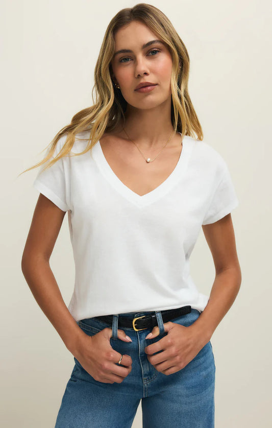 Modern V-Neck Tee |White|