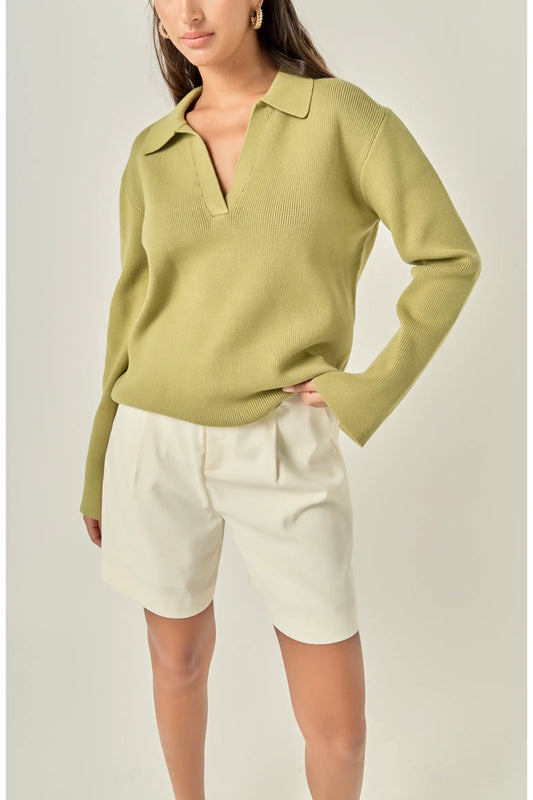 Oversized Collar Knit Top