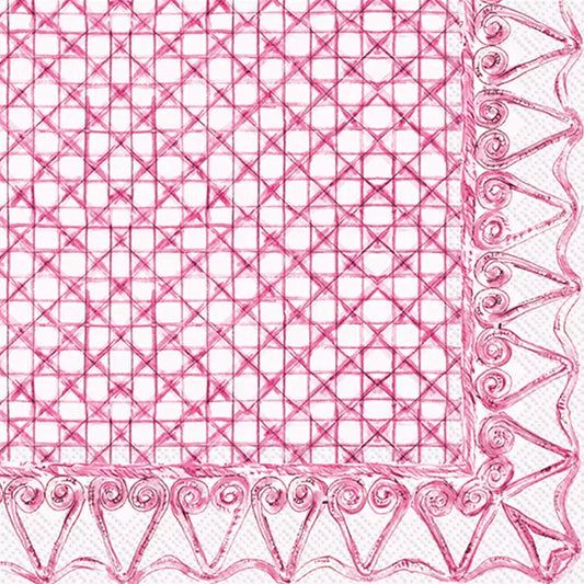 Cocktail Napkin |Botanical Cane Pink|