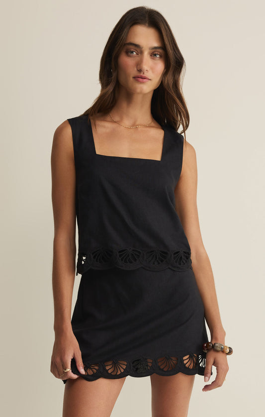 Charlene Embroidery Linen Midi Skirt