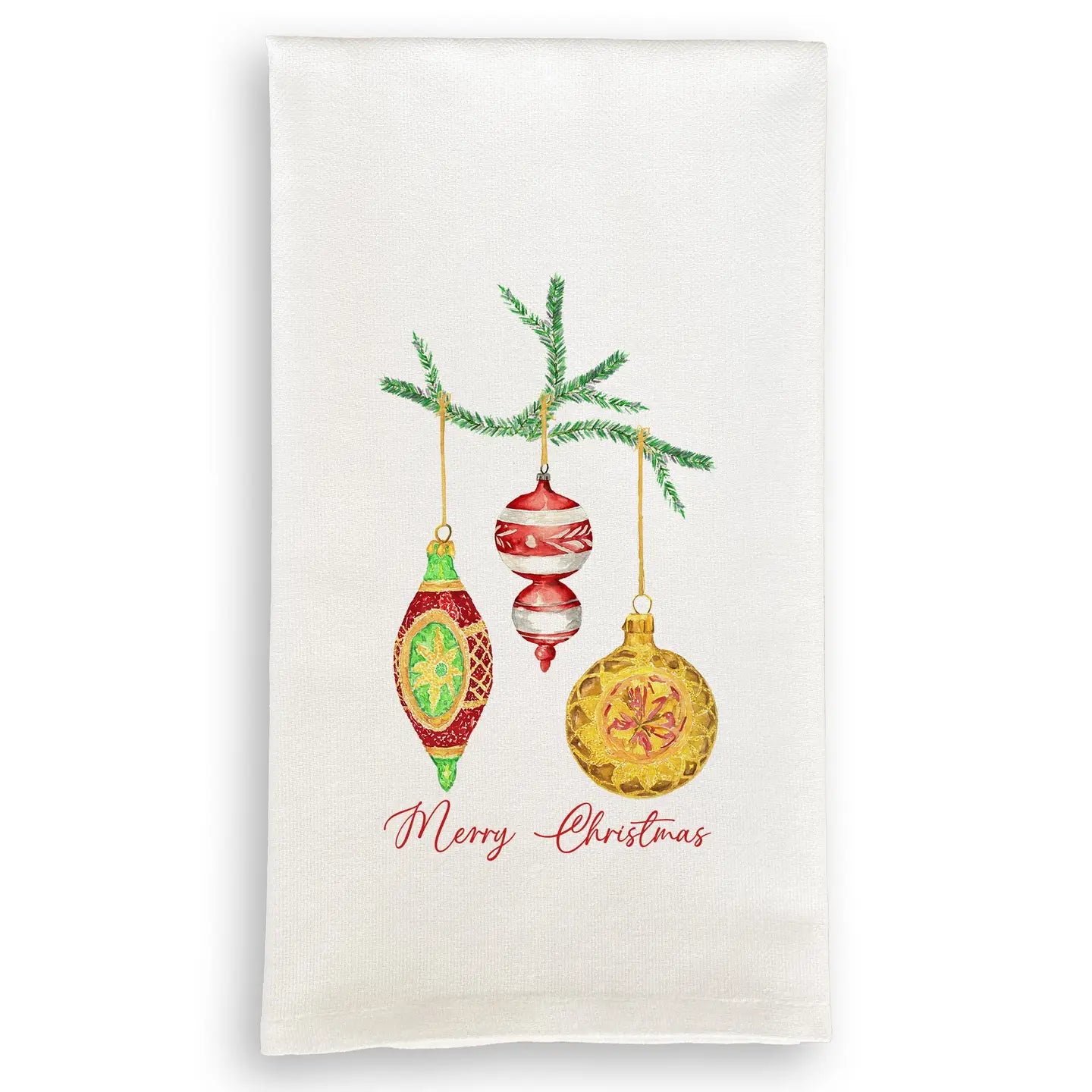 Classic Ornament Christmas Dishtowel