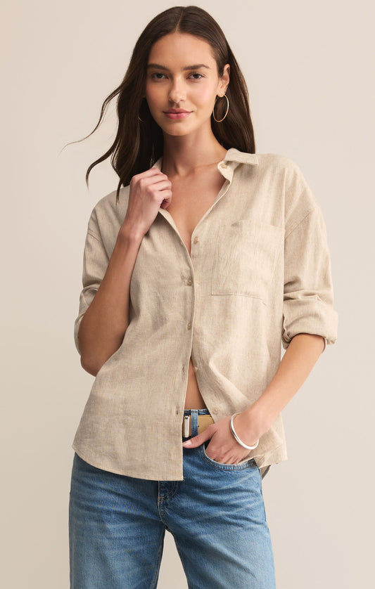 Alfie Button Up Shirt |Flax|